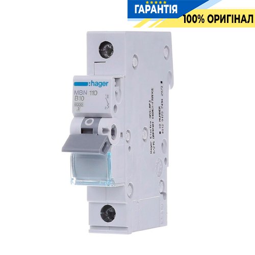 Автоматический выключатель Hager 1-P, 10A , хар-ка B, 6kA, MBN110