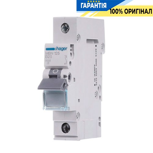 Автоматический выключатель Hager 1-P, 25A , хар-ка B, 6kA, MBN125
