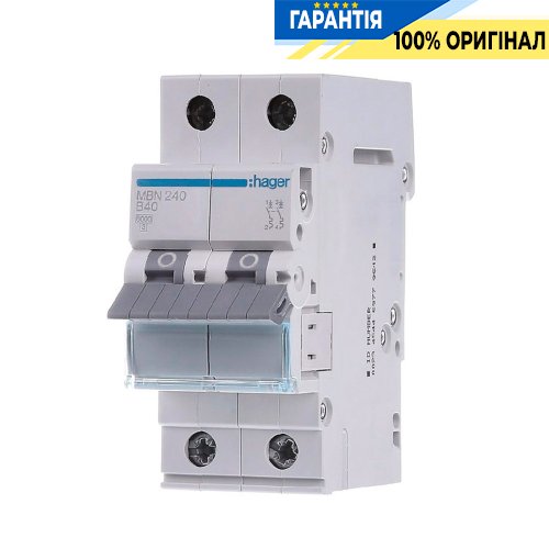 Автоматический выключатель Hager 2-P, 40A , хар-ка B, 6kA, MBN240