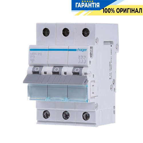 Автоматический выключатель Hager 3-P, 13A , хар-ка B, 6kA, MBN313