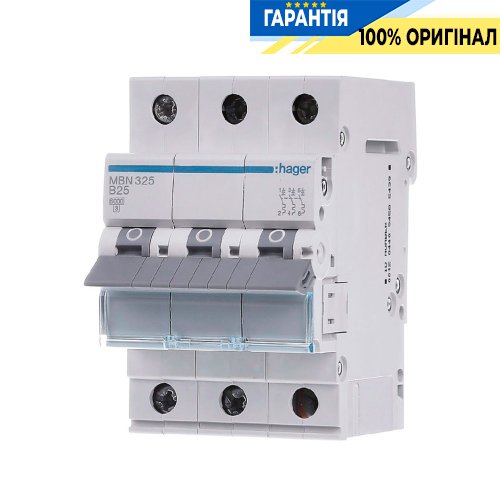 Автоматический выключатель Hager 3-P, 25A , хар-ка B, 6kA, MBN325