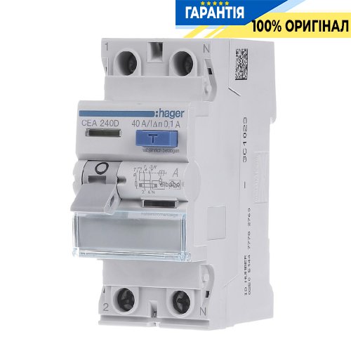 Дифреле 2P, 6kA, 40A, 100mA, A, Hager (Хагер) CEA240D