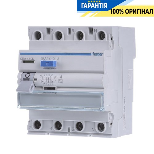 Дифреле 4P, 6kA, 40A, 100mA, A, Hager (Хагер) CEA440D
