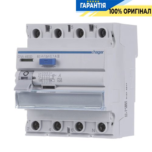 Дифреле 4P, 6kA, 63A, 100mA, A, S, Hager (Хагер) CNA463D