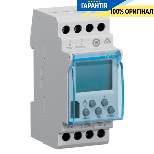 Таймер цифровий тижневий, 1-канал + Bluetooth, запас ходу 5 років Hager (Хагер) EGN103