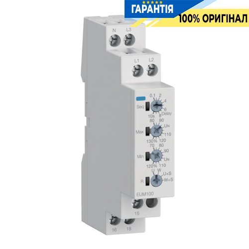 Реле контролю фаз та напруги без затр. на увімкн., 1P+N/3P(N) 1ПК, Hager (Хагер) EUM100