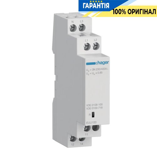 Реле контролю мінімальної напруги 1P+N / 3P+N, 1ПК, Hager (Хагер) EUU100