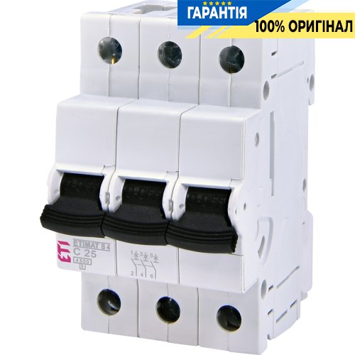 Автоматический выключатель 3p, C, 20A, (4,5 kA) ETIMAT S4 ETI 1910331