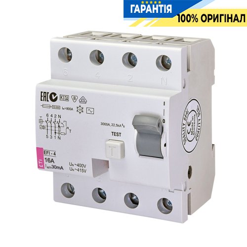 Диференційне реле (ПЗВ) EFI-4 80/0,03 тип AC (10kA)