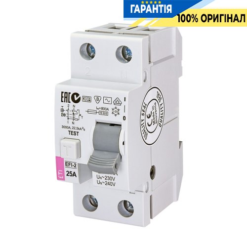 Диференційне реле (ПЗВ) EFI-2 100/0,1 тип A (10kA)
