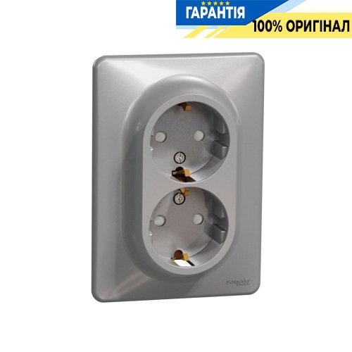 Розетка 2-а з з/к зі шторками Schneider Electric Sedna Design SDD313221, колір - алюміній