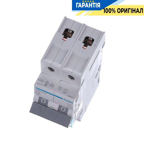 Автоматичний вимикач Hager 2-P, 13A , хар-ка B, 6kA, MBN213