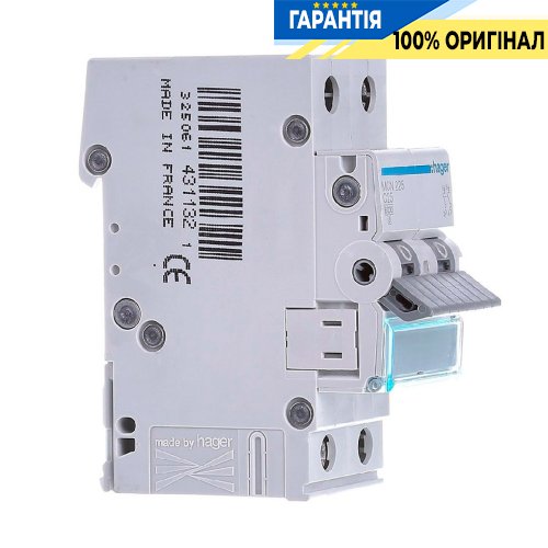 Автоматичний вимикач Hager 2-P, 25A, хар-ка C, 6kA, MCN225