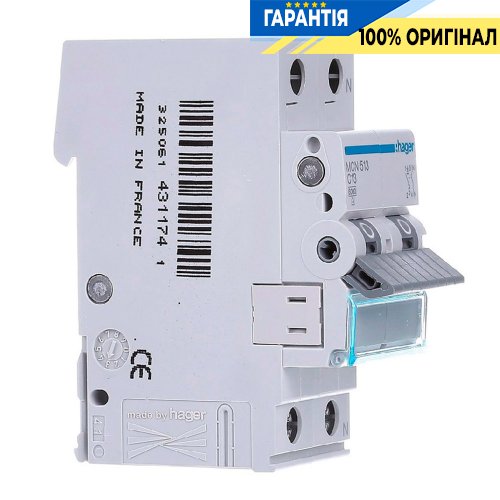 Автоматический выключатель Hager 1P+N, 13A, хар-ка C, 6kA, 2 мод., MCN513