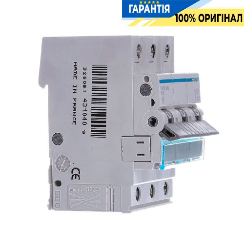 Автоматичний вимикач Hager 3-P, 16A , хар-ка B, 6kA, MBN316