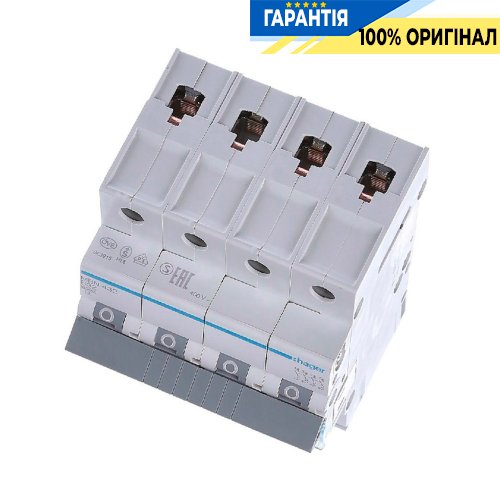 Автоматичний вимикач Hager 4-P, 2A, хар-ка C, 6kA, MCN402