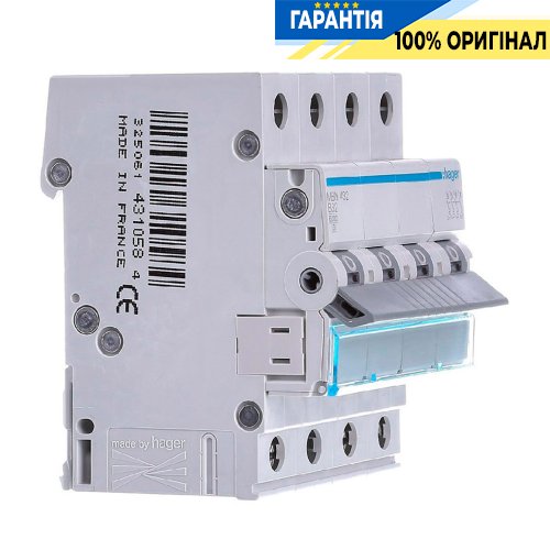 Автоматичний вимикач Hager 4-P, 2A, хар-ка C, 6kA, MCN402