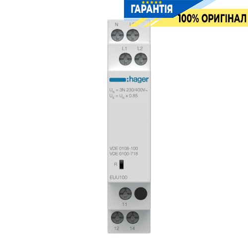 Реле контролю мінімальної напруги 1P+N / 3P+N, 1ПК, Hager (Хагер) EUU100
