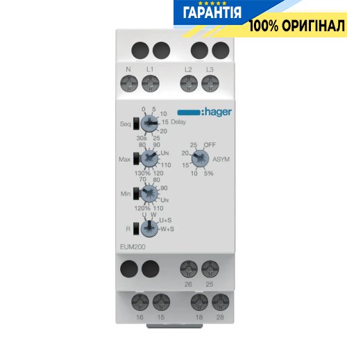 Реле контролю мінімальної напруги 1P+N / 3P+N, 2ПК, Hager (Хагер) EUU200