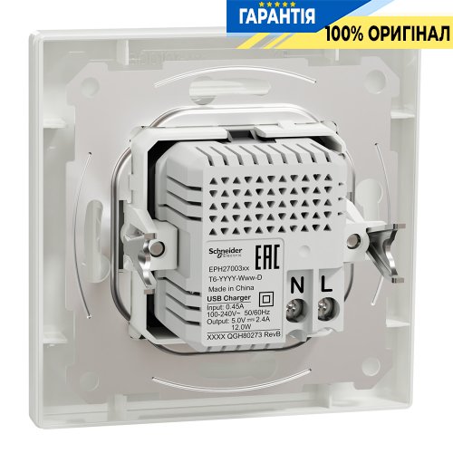 Розетка USB тип А+С 2,4А, Schneider Electric Asfora EPH2700321, біла | ELECTRICA.NET.UA