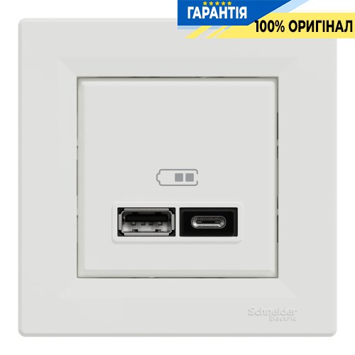 Розетка USB тип А+С 2,4А, Schneider Electric Asfora EPH2700321, біла | ELECTRICA.NET.UA