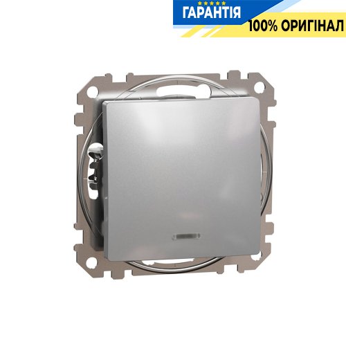Перемикач із підсвічуванням 1-кл Schneider Electric «Sedna Design» SDD113106L, колір - алюміній