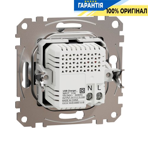 USB розетка тип A+A 2,1A Schneider Electric Sedna Design SDD113401, колір - алюміній