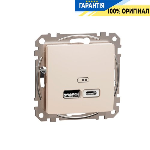 USB розетка тип A+C 2,4A Schneider Electric Sedna Design SDD112402, колір - бежевий
