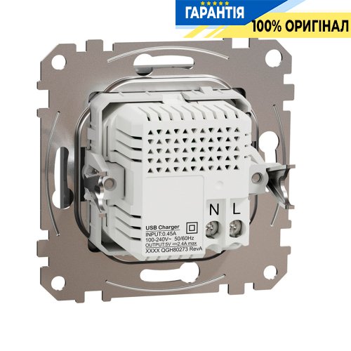USB розетка тип A+C 2,4A Schneider Electric Sedna Design SDD113402, колір - алюміній