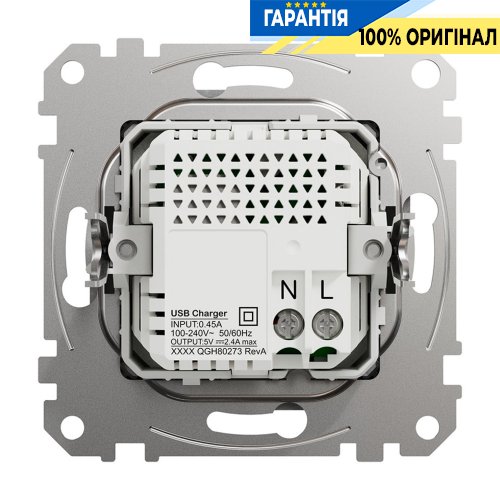 USB розетка тип A+C 2,4A Schneider Electric Sedna Design SDD113402, колір - алюміній
