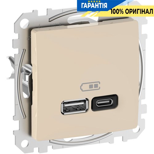 USB розетка тип A+C (45 Вт) Schneider Electric Sedna Design SDD112404, колір - бежевий