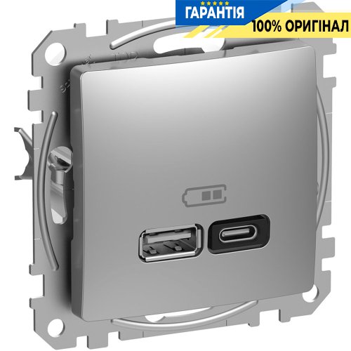 USB розетка тип A+C (45 Вт) Schneider Electric Sedna Design SDD113404, колір - алюміній