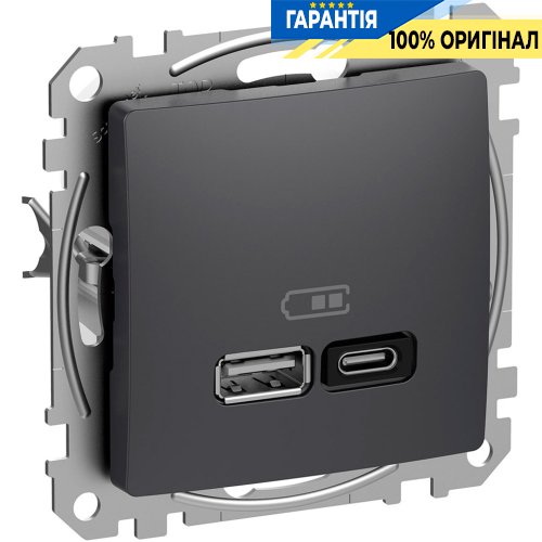 USB розетка тип A+C (45 Вт) Schneider Electric Sedna Design SDD114404, колір - чорний