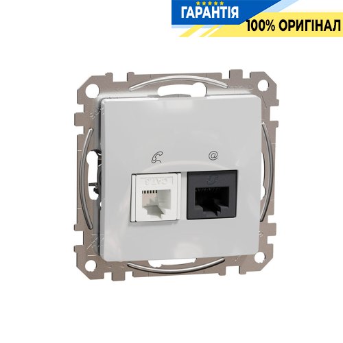 Розетка телекомунікаційна RJ45+RJ11 6UTP Schneider Electric Sedna Design SDD113468, колір - алюміній