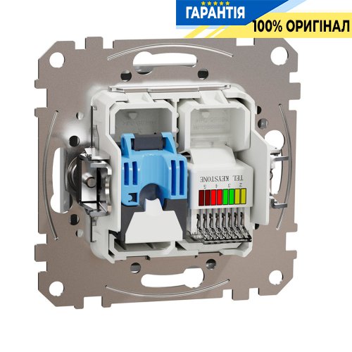 Розетка телекомунікаційна RJ45+RJ11 6UTP Schneider Electric Sedna Design SDD113468, колір - алюміній