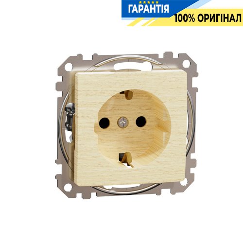 Розетка зі шторками Schneider Electric «Sedna Elements» SDD180022, колір - береза