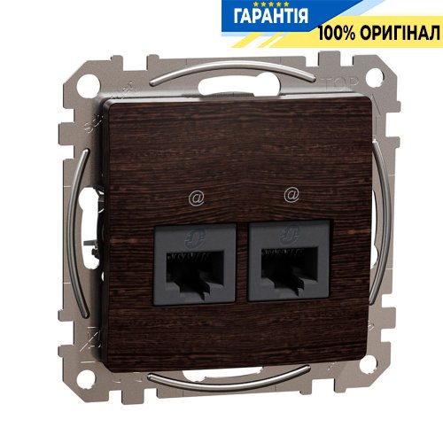 Комп'ютерна розетка 2-а. RJ45 кат. 5е UTP Schneider Electric "Sedna Elements" SDD181452, колір - венге