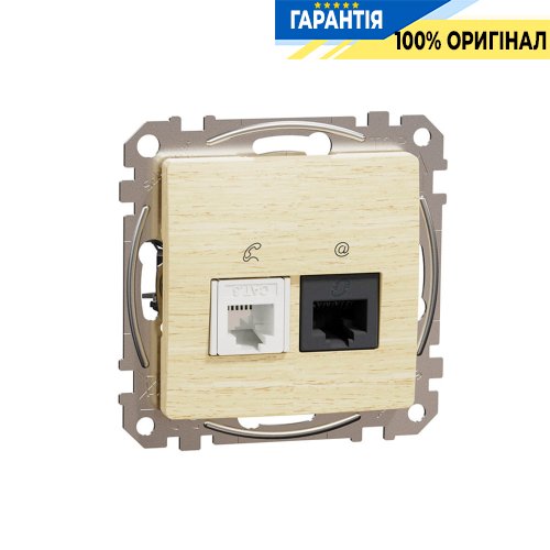 Розетка телекомунікаційна RJ45+RJ11 6UTP Schneider Electric Sedna Elements SDD180468, колір - береза