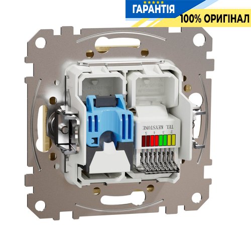 Розетка телекомунікаційна RJ45+RJ11 6UTP Schneider Electric Sedna Elements SDD180468, колір - береза
