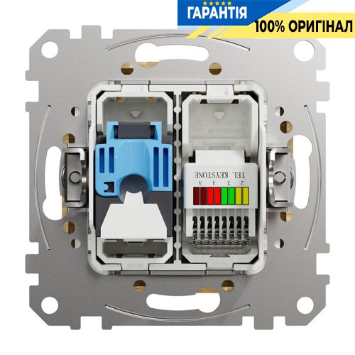 Розетка телекомунікаційна RJ45+RJ11 6UTP Schneider Electric Sedna Elements SDD180468, колір - береза