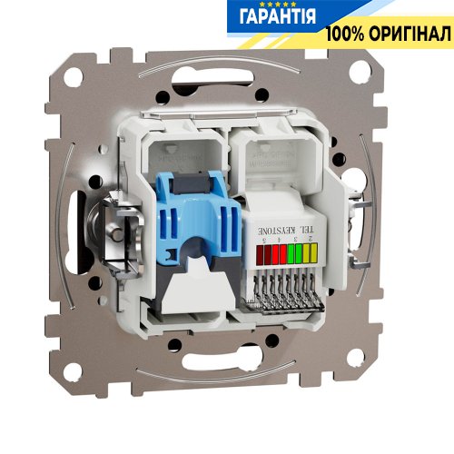 Розетка телекоммуникационная RJ45+RJ11 6UTP Schneider Electric «Sedna Elements» SDD181468, цвет - венге