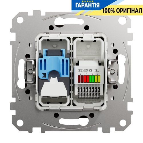 Розетка телекоммуникационная RJ45+RJ11 6UTP Schneider Electric «Sedna Elements» SDD181468, цвет - венге
