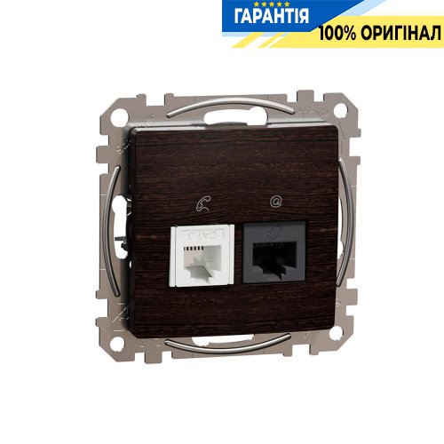 Розетка телекоммуникационная RJ45+RJ11 6UTP Schneider Electric «Sedna Elements» SDD181468, цвет - венге